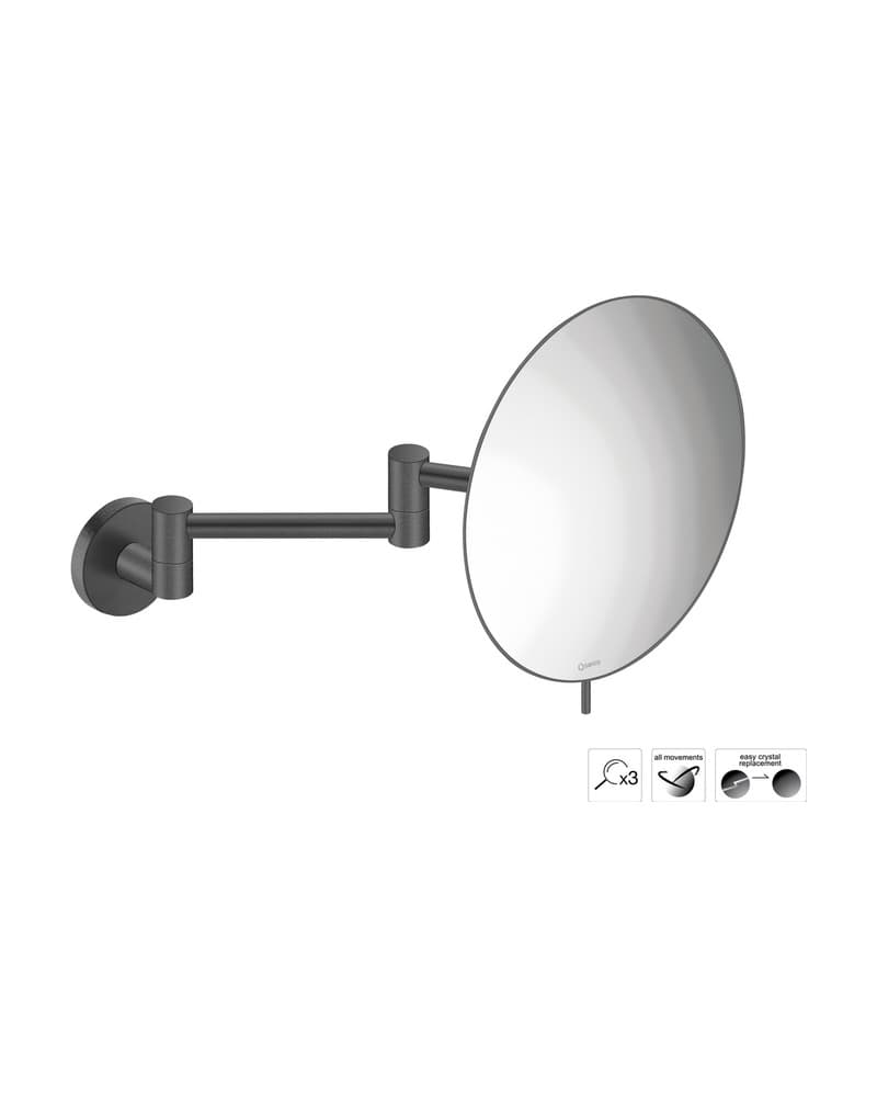 Μεγεθυντικός Καθρέπτης Επιτοίχιος (x3) Sanco Cosmetic mirrors MR-701-122 Graphite Dark Φ20x38cm