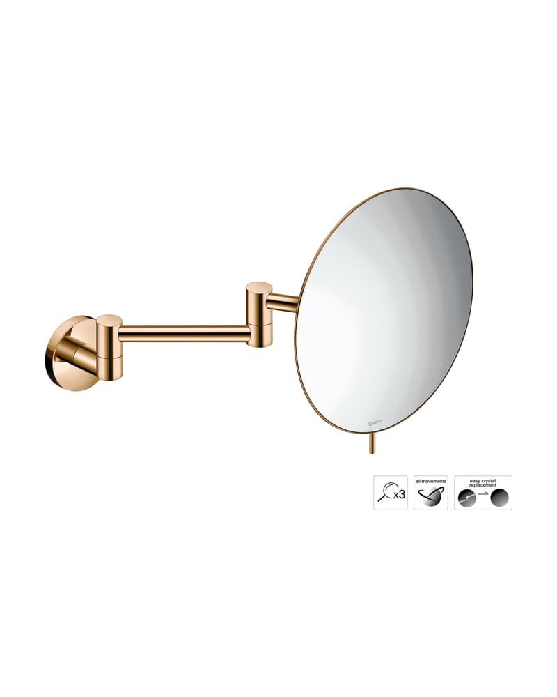 Μεγεθυντικός Καθρέπτης Επιτοίχιος (x3) Sanco Cosmetic mirrors MR-701-PVD-01PL PVD Warm Bronze Polished Φ20x38cm