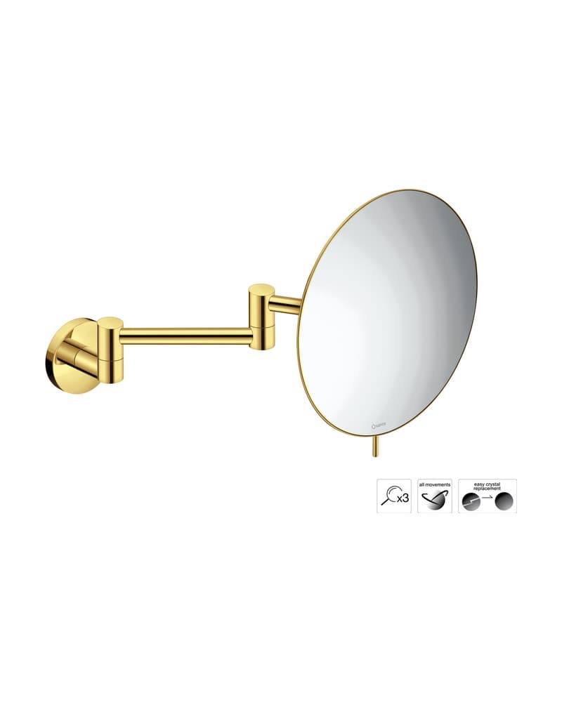 Μεγεθυντικός Καθρέπτης Επιτοίχιος (x3) Sanco Cosmetic mirrors MR-701-PVD-02PL PVD Golden Brass Polished Φ20x38cm