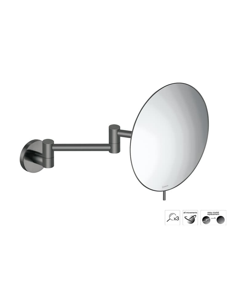 Μεγεθυντικός Καθρέπτης Επιτοίχιος (x3) Sanco Cosmetic mirrors MR-701-PVD-05BR PVD Gun Metal Brushed Φ20x38cm