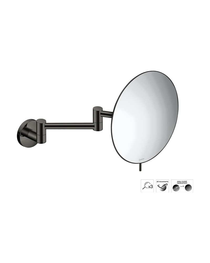 Μεγεθυντικός Καθρέπτης Επιτοίχιος (x3) Sanco Cosmetic mirrors MR-701-PVD-05PL PVD Gun Metal Polished Φ20x38cm