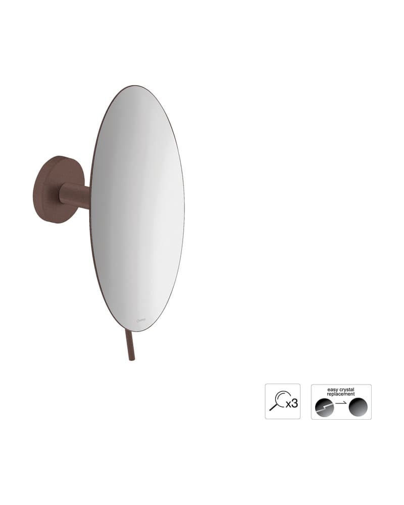 Μεγεθυντικός Καθρέπτης Επιτοίχιος (x3) Sanco Cosmetic mirrors MR-702-Α75 Wenge Grained Φ20x12cm