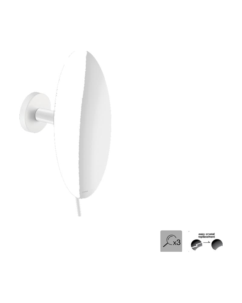 Μεγεθυντικός Καθρέπτης Επιτοίχιος (x3) Sanco Cosmetic mirrors MR-702-Μ101 Ματ Λευκό Φ20x12cm