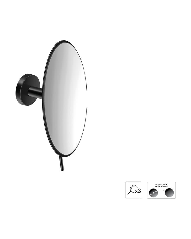 Μεγεθυντικός Καθρέπτης Επιτοίχιος (x3) Sanco Cosmetic mirrors MR-702-Μ116 Ματ Μαύρο Φ20x12cm