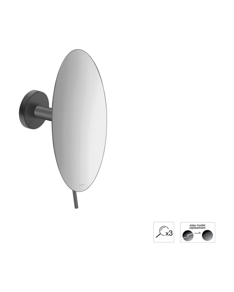 Μεγεθυντικός Καθρέπτης Επιτοίχιος (x3) Sanco Cosmetic mirrors MR-702-122 Graphite Dark Φ20x12cm