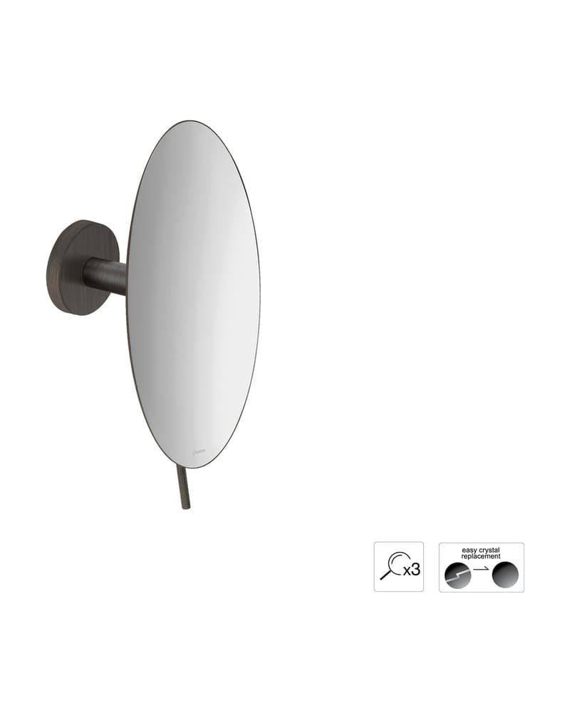 Μεγεθυντικός Καθρέπτης Επιτοίχιος (x3) Sanco Cosmetic mirrors MR-702-DM25 Dark Bronze Mat Φ20x12cm