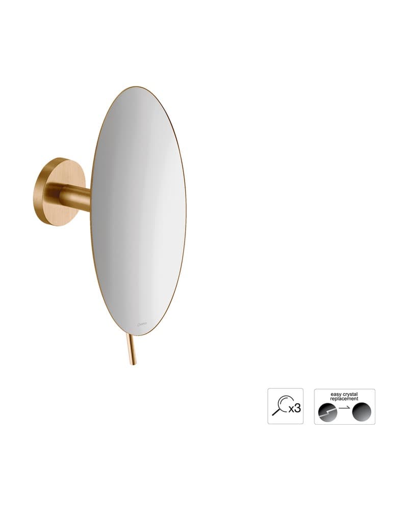 Μεγεθυντικός Καθρέπτης Επιτοίχιος (x3) Sanco Cosmetic mirrors MR-702-PVD-01BR PVD Warm Bronze Brushed Φ20x12cm
