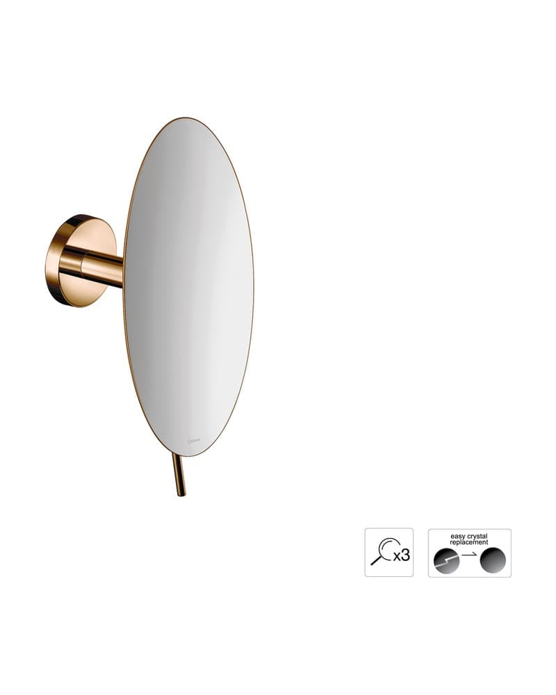 Μεγεθυντικός Καθρέπτης Επιτοίχιος (x3) Sanco Cosmetic mirrors MR-702-PVD-01PL PVD Warm Bronze Polished Φ20x12cm