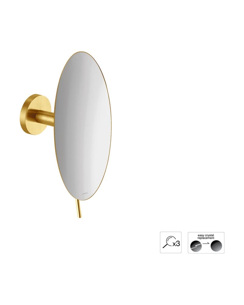 Μεγεθυντικός Καθρέπτης Επιτοίχιος (x3) Sanco Cosmetic mirrors MR-702-PVD-02BR PVD Golden Brass Brushed Φ20x12cm