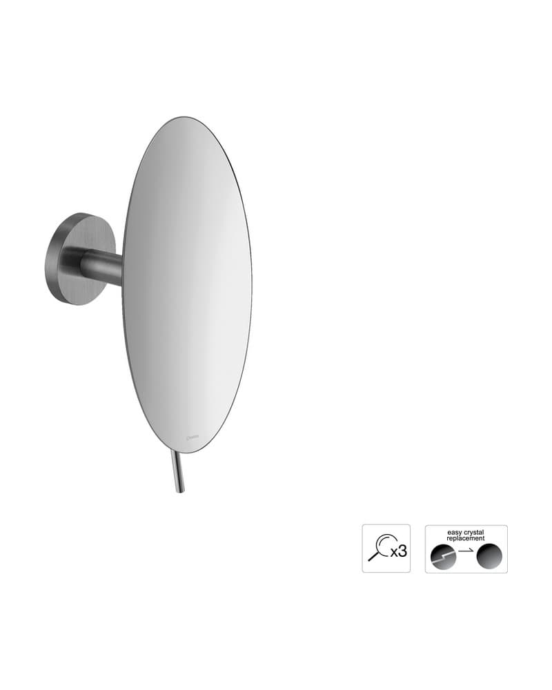 Μεγεθυντικός Καθρέπτης Επιτοίχιος (x3) Sanco Cosmetic mirrors MR-702-PVD-05BR PVD Gun Metal Brushed Φ20x12cm