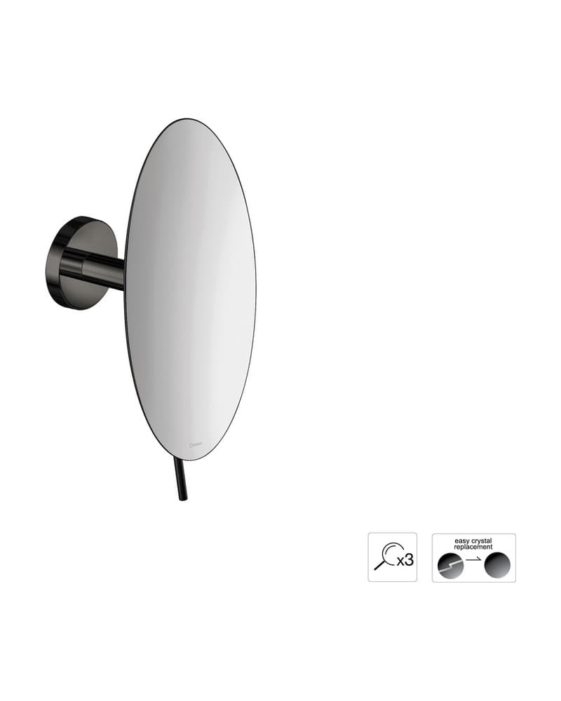 Μεγεθυντικός Καθρέπτης Επιτοίχιος (x3) Sanco Cosmetic mirrors MR-702-PVD-05PL PVD Gun Metal Polished Φ20x12cm