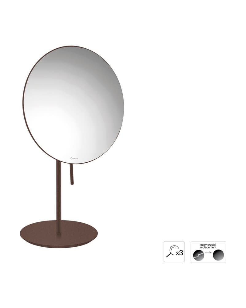Μεγεθυντικός Καθρέπτης Επικαθήμενος (x3) Sanco Cosmetic mirrors MR-703-Α75 Wenge Grained Φ20x33,5cm