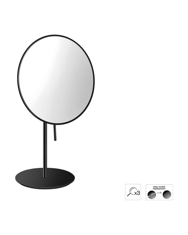 Μεγεθυντικός Καθρέπτης Επικαθήμενος (x3) Sanco Cosmetic mirrors MR-703-Μ116 Ματ Μαύρο Φ20x33,5cm