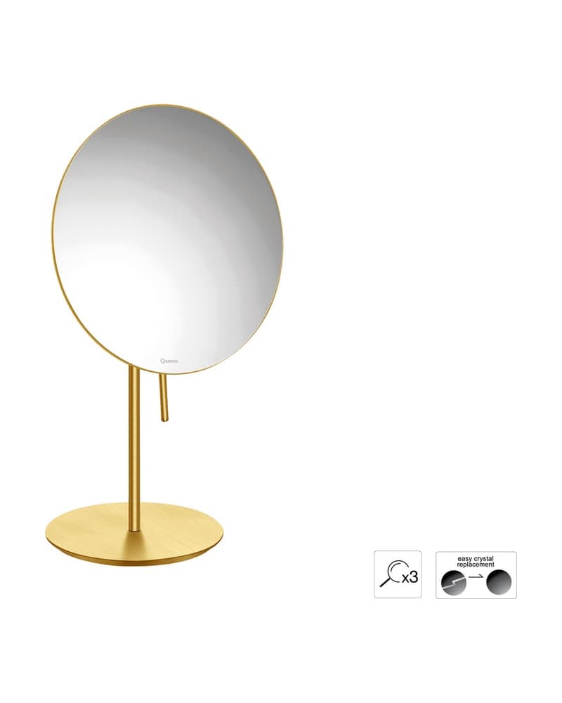 Μεγεθυντικός Καθρέπτης Επικαθήμενος (x3) Sanco Cosmetic mirrors MR-703-PVD-02BR PVD Golden Brass Brushed Φ20x33,5cm