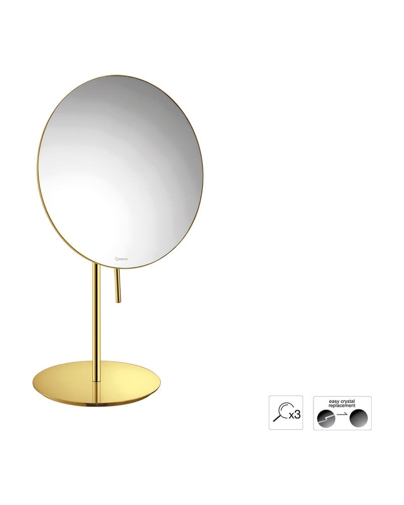 Μεγεθυντικός Καθρέπτης Επικαθήμενος (x3) Sanco Cosmetic mirrors MR-703-PVD-02PL PVD Golden Brass Polished Φ20x33,5cm
