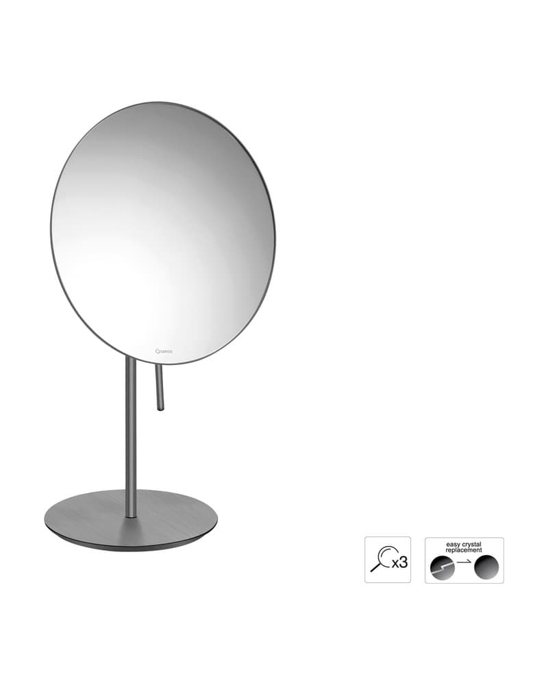 Μεγεθυντικός Καθρέπτης Επικαθήμενος (x3) Sanco Cosmetic mirrors MR-703-PVD-05BR PVD Gun Metal Brushed Φ20x33,5cm