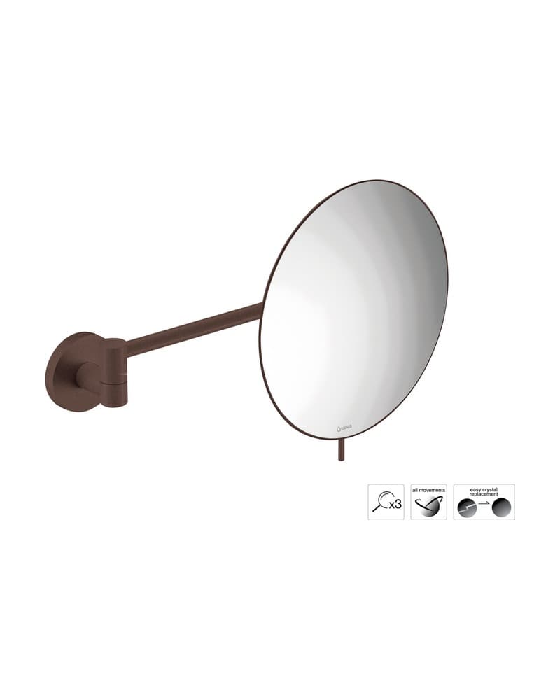 Μεγεθυντικός Καθρέπτης Επιτοίχιος (x3) Sanco Cosmetic mirrors MR-705-Α75 Wenge Grained Φ20x33,5cm