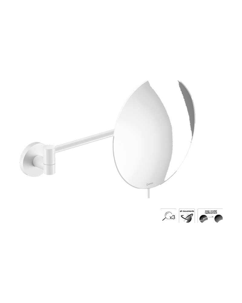 Μεγεθυντικός Καθρέπτης Επιτοίχιος (x3) Sanco Cosmetic mirrors MR-705-Μ101 Ματ Λευκό Φ20x33,5cm