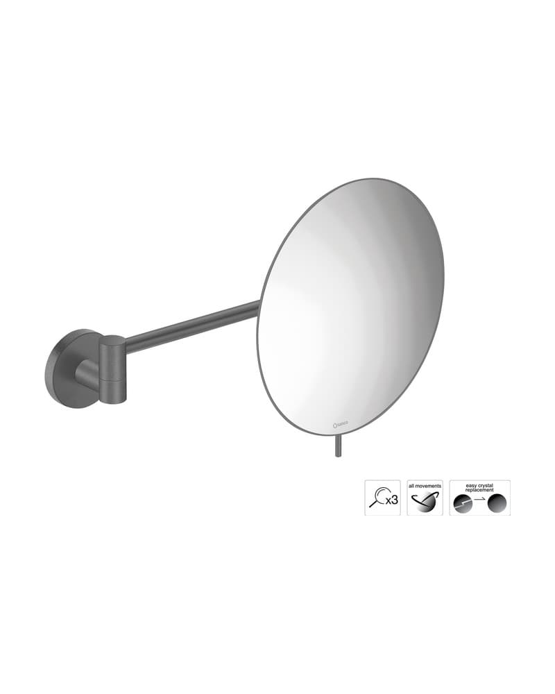 Μεγεθυντικός Καθρέπτης Επιτοίχιος (x3) Sanco Cosmetic mirrors MR-705-Μ118 Anthracite Grained Φ20x33,5cm