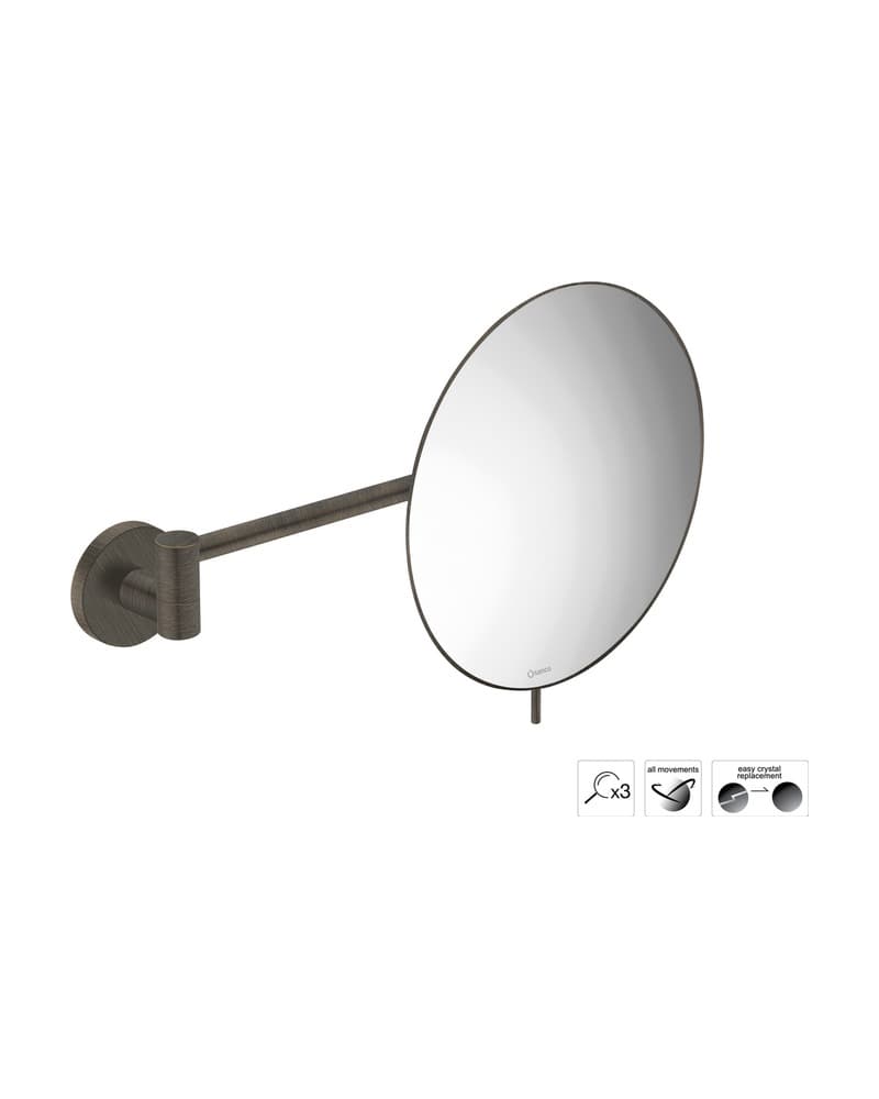 Μεγεθυντικός Καθρέπτης Επιτοίχιος (x3) Sanco Cosmetic mirrors MR-705-DM25 Dark Bronze Mat Φ20x33,5cm