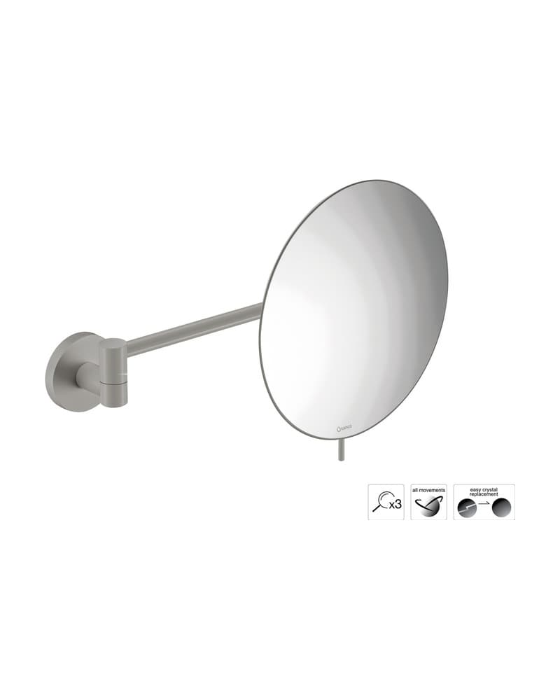 Μεγεθυντικός Καθρέπτης Επιτοίχιος (x3) Sanco Cosmetic mirrors MR-705-M104 Cement Gray Mat Φ20x33,5cm