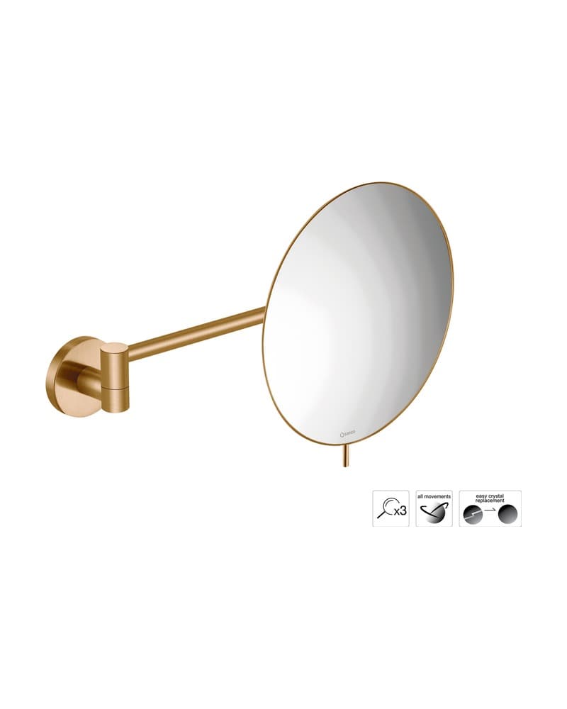 Μεγεθυντικός Καθρέπτης Επιτοίχιος (x3) Sanco Cosmetic mirrors MR-705-PVD-01BR PVD Warm Bronze Brushed Φ20x33,5cm