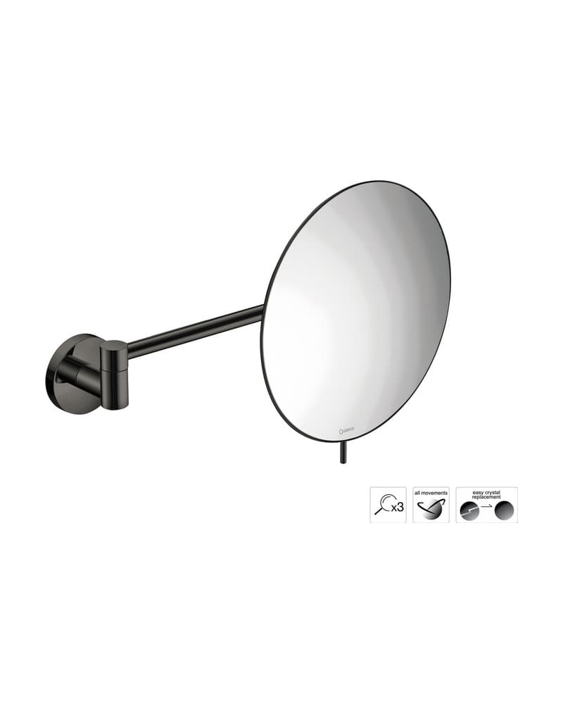 Μεγεθυντικός Καθρέπτης Επιτοίχιος (x3) Sanco Cosmetic mirrors MR-705-PVD-05PL PVD Gun Metal Polished Φ20x33,5cm