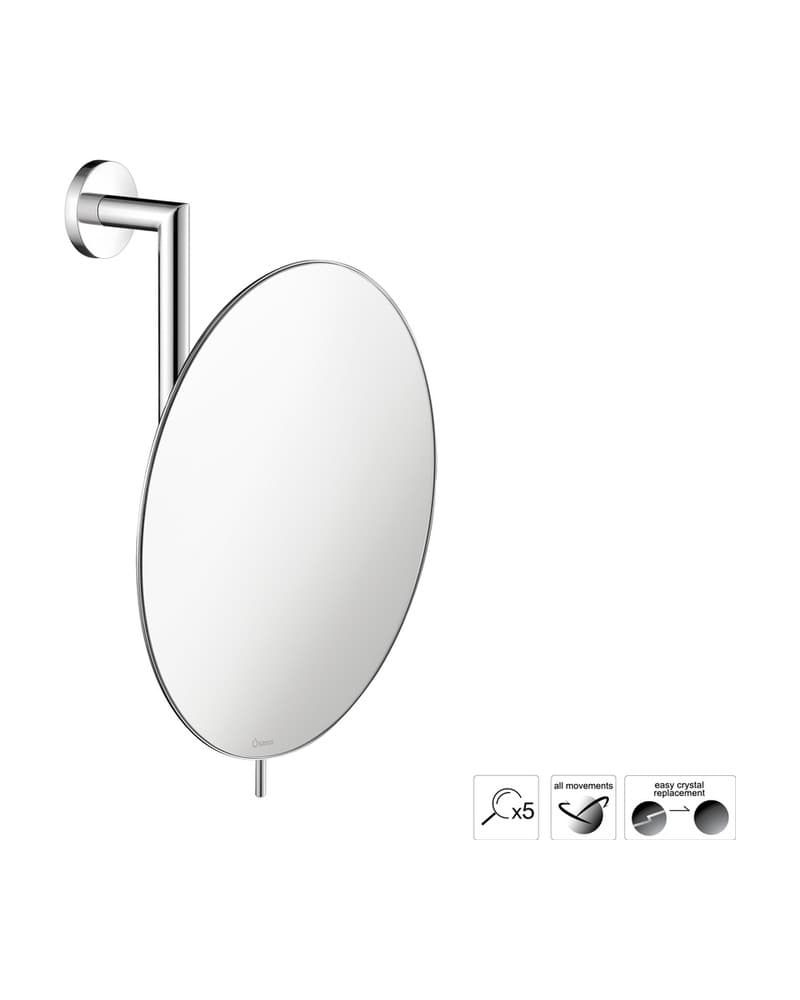 Μεγεθυντικός Καθρέπτης Επιτοίχιος (x5) Sanco Cosmetic mirrors MR-764-Α03 Χρώμιο Φ25x13x30cm