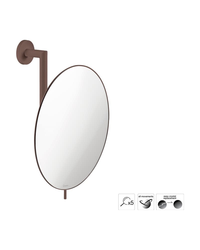 Μεγεθυντικός Καθρέπτης Επιτοίχιος (x5) Sanco Cosmetic mirrors MR-764-Α75 Wenge Grained Φ25x13x30cm