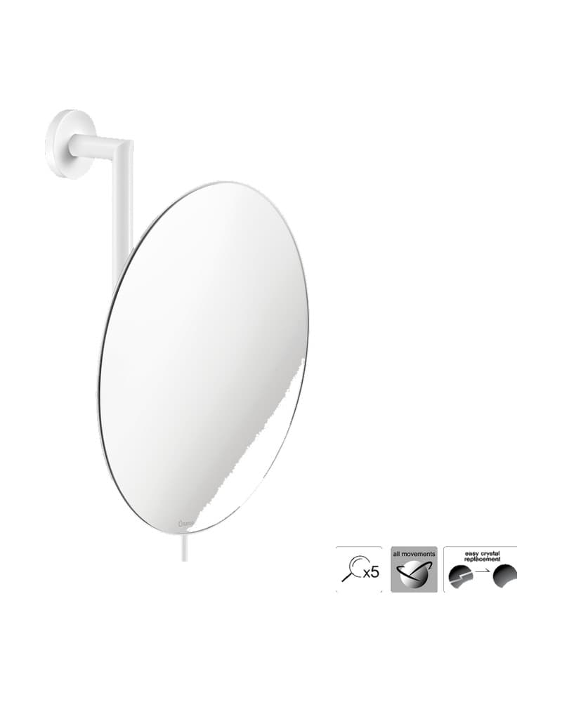 Μεγεθυντικός Καθρέπτης Επιτοίχιος (x5) Sanco Cosmetic mirrors MR-764-Μ101 Ματ Λευκό Φ25x13x30cm