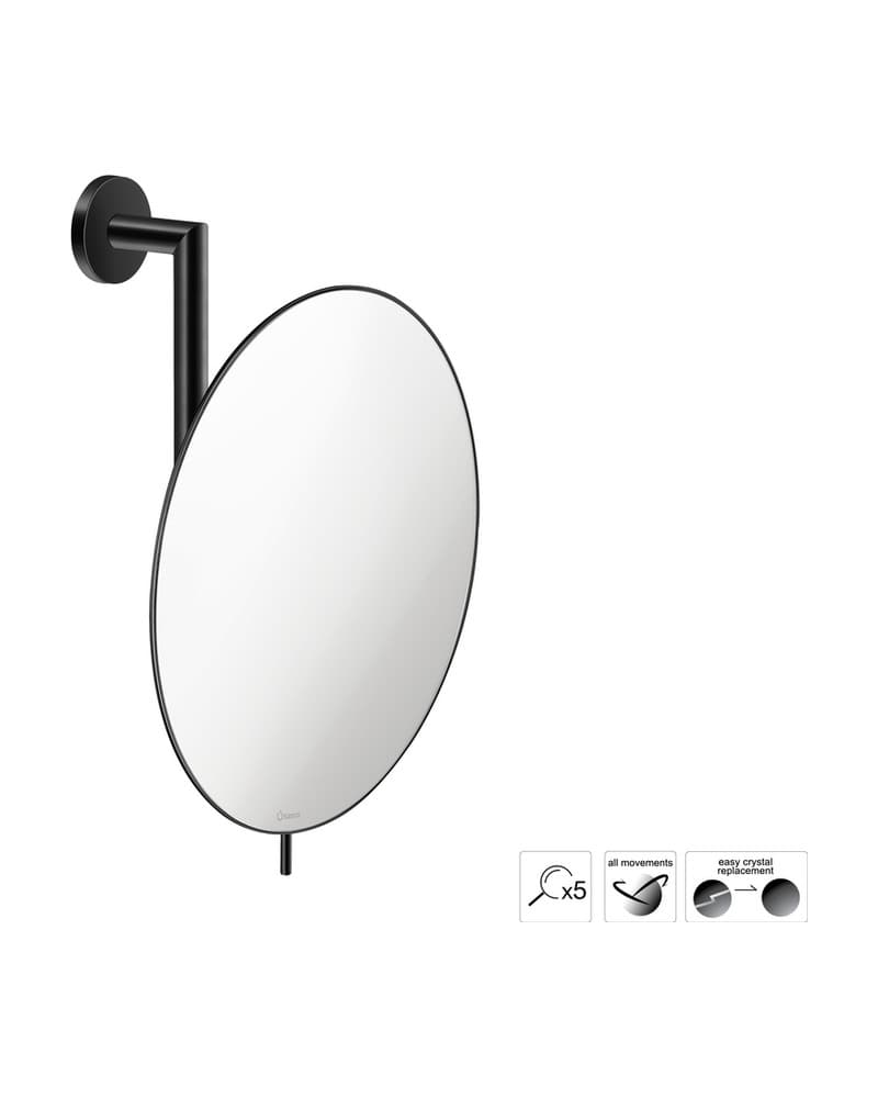 Μεγεθυντικός Καθρέπτης Επιτοίχιος (x5) Sanco Cosmetic mirrors MR-764-Μ116 Ματ Μαύρο Φ25x13x30cm