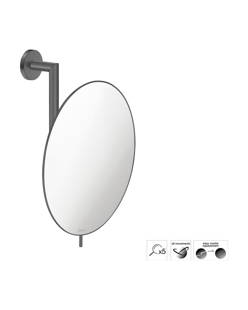 Μεγεθυντικός Καθρέπτης Επιτοίχιος (x5) Sanco Cosmetic mirrors MR-764-Μ118 Anthracite Grained Φ25x13x30cm