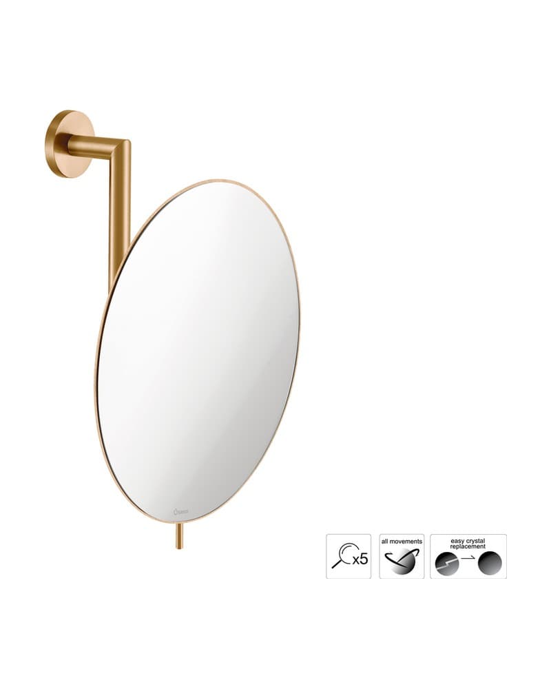 Μεγεθυντικός Καθρέπτης Επιτοίχιος (x5) Sanco Cosmetic mirrors MR-764-PVD-01BR PVD Warm Bronze Brushed Φ25x13x30cm