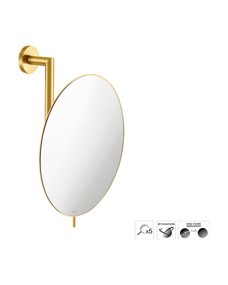 Μεγεθυντικός Καθρέπτης Επιτοίχιος (x5) Sanco Cosmetic mirrors MR-764-PVD-02BR PVD Golden Brass Brushed Φ25x13x30cm