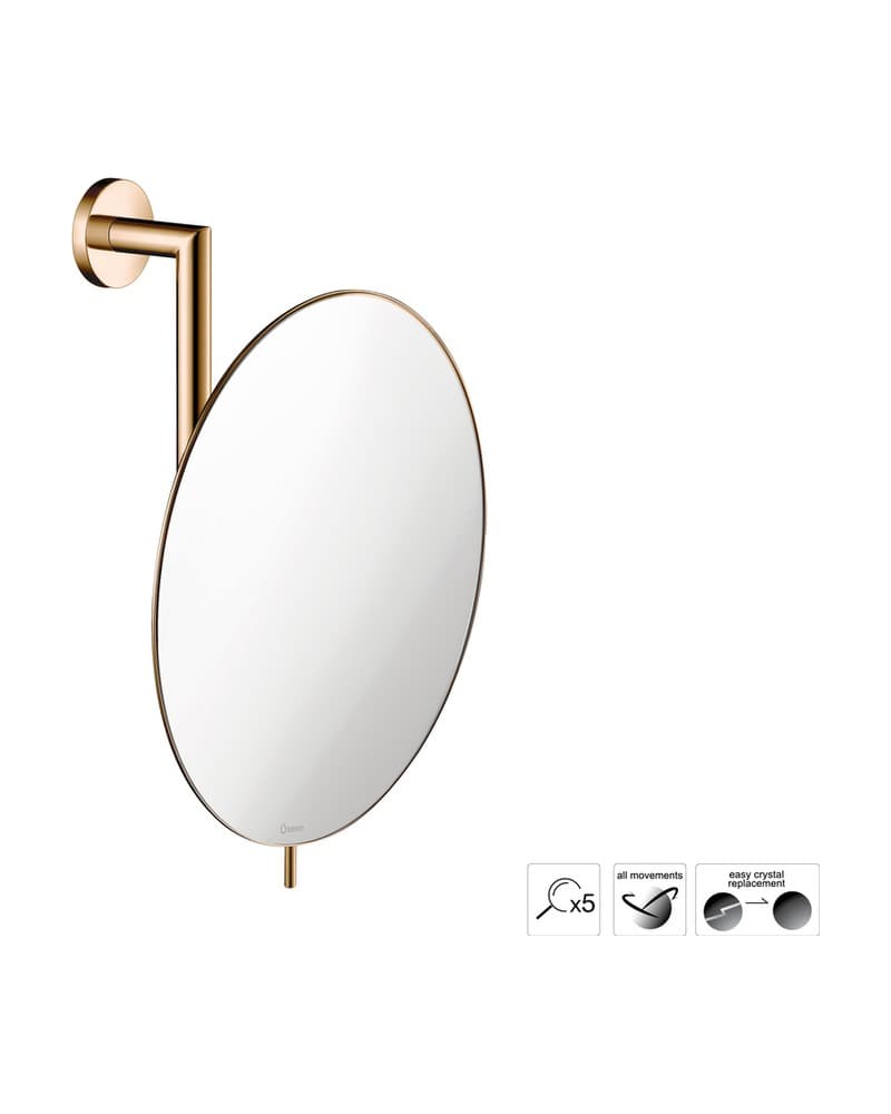 Μεγεθυντικός Καθρέπτης Επιτοίχιος (x5) Sanco Cosmetic mirrors MR-764-PVD-02PL PVD Golden Brass Polished Φ25x13x30cm