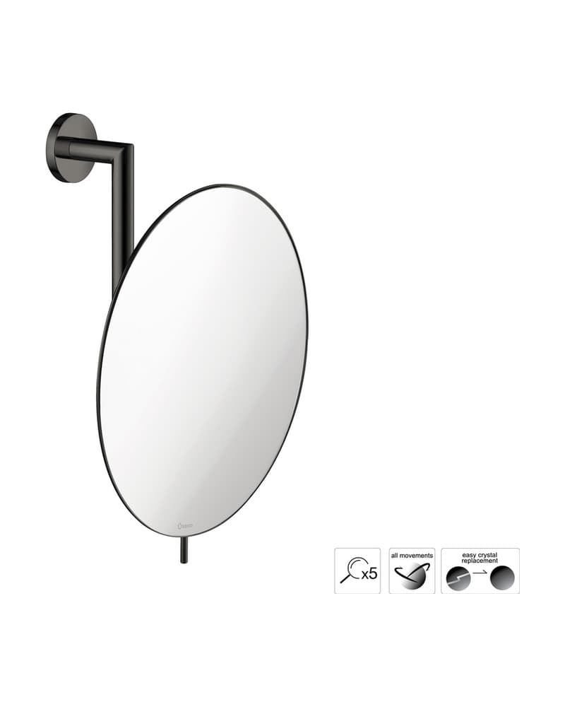 Μεγεθυντικός Καθρέπτης Επιτοίχιος (x5) Sanco Cosmetic mirrors MR-764-PVD-05PL PVD Gun Metal Polished Φ25x13x30cm