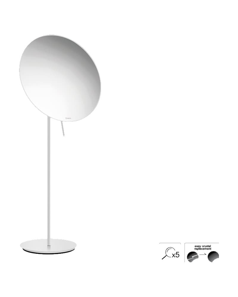Μεγεθυντικός Καθρέπτης Επικαθήμενος (x5) Sanco Cosmetic mirrors MR-766-Μ101 Ματ Λευκό Φ25x60cm
