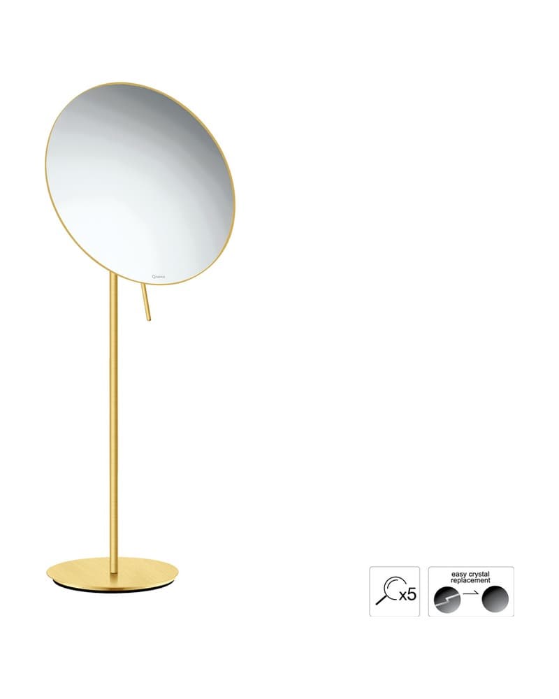 Μεγεθυντικός Καθρέπτης Επικαθήμενος (x5) Sanco Cosmetic mirrors MR-766-PVD-02BR PVD Golden Brass Brushed Φ25x60cm