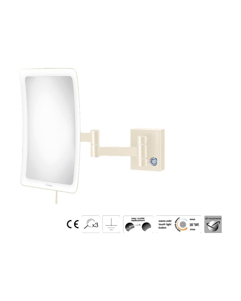 Μεγεθυντικός Καθρέπτης Επιτοίχιος LED (x3) Sanco LED Cosmetic mirrors MRLED-301-Μ102 Beige Mat 18x24x32,5cm