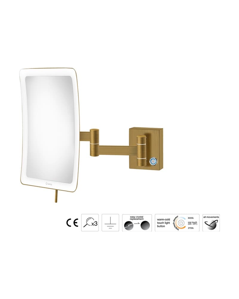 Μεγεθυντικός Καθρέπτης Επιτοίχιος LED (x3) Sanco LED Cosmetic mirrors MRLED-301-Μ25 Bronze Mat 18x24x32,5cm