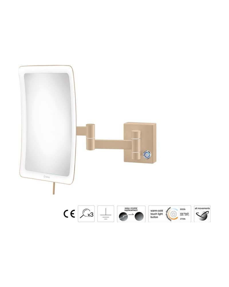Μεγεθυντικός Καθρέπτης Επιτοίχιος LED (x3) Sanco LED Cosmetic mirrors MRLED-301-M103 Mocha Mat 18x24x32,5cm