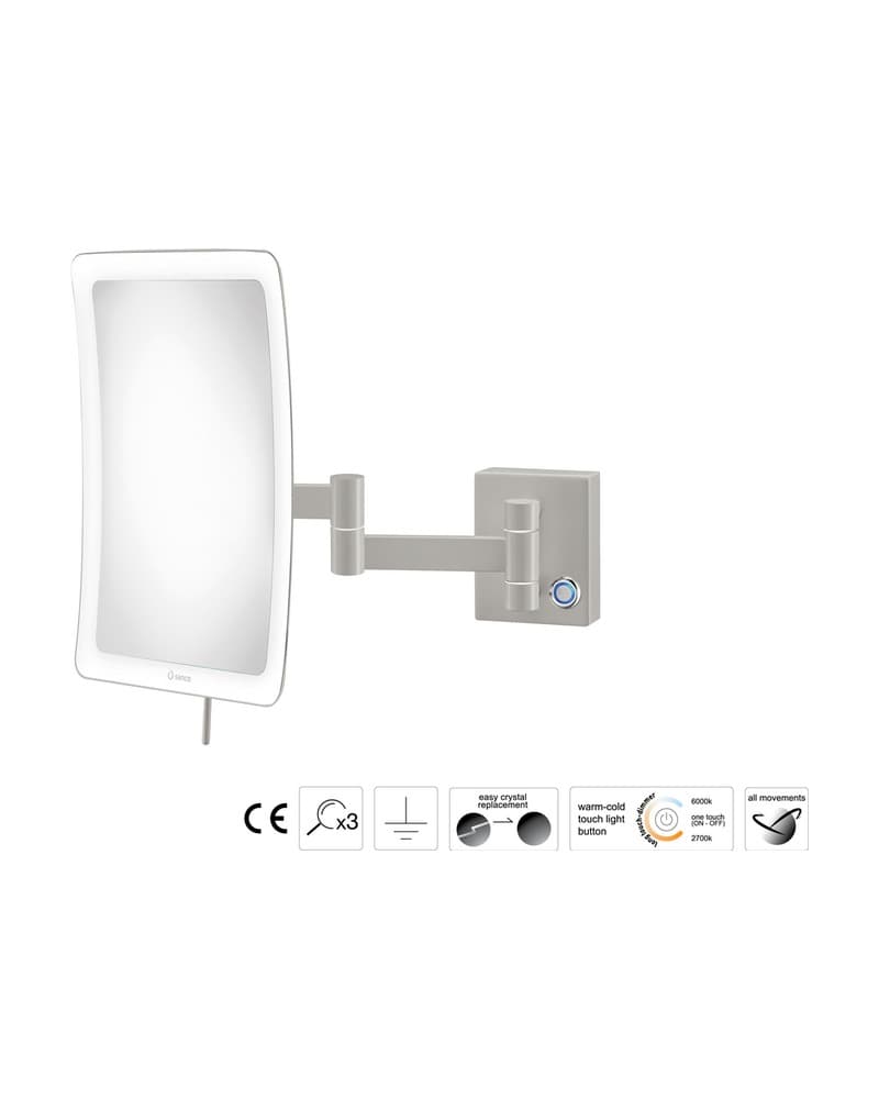Μεγεθυντικός Καθρέπτης Επιτοίχιος LED (x3) Sanco LED Cosmetic mirrors MRLED-301-M104 Cement Gray Mat 18x24x32,5cm