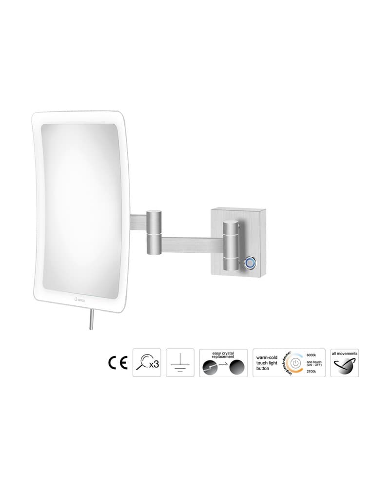 Μεγεθυντικός Καθρέπτης Επιτοίχιος LED (x3) Sanco LED Cosmetic mirrors MRLED-301-PVD-11BR PVD Nickel Steel 18x24x32,5cm