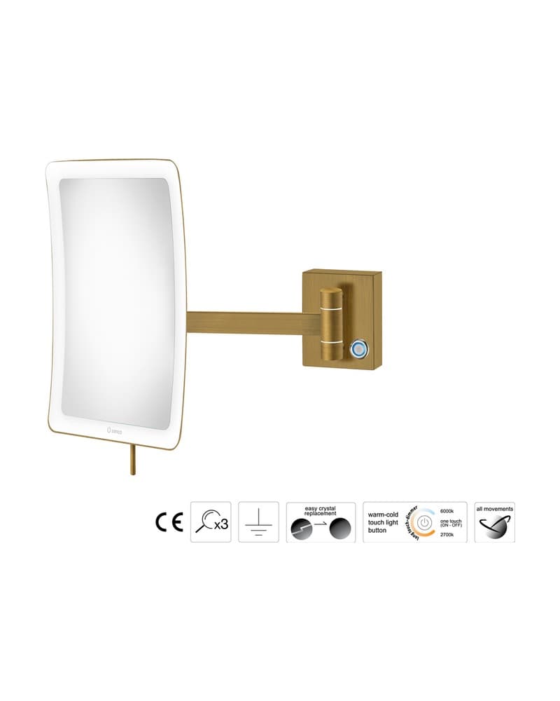 Μεγεθυντικός Καθρέπτης Επιτοίχιος LED (x3) Sanco LED Cosmetic mirrors MRLED-305-Μ25 Bronze Mat 18x24x27,5cm