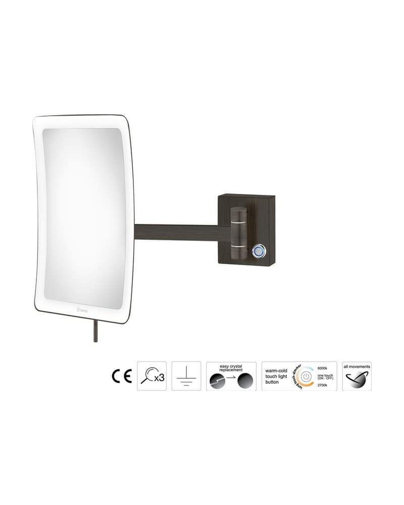 Μεγεθυντικός Καθρέπτης Επιτοίχιος LED (x3) Sanco LED Cosmetic mirrors MRLED-305-DM25 Dark Bronze Mat 18x24x27,5cm