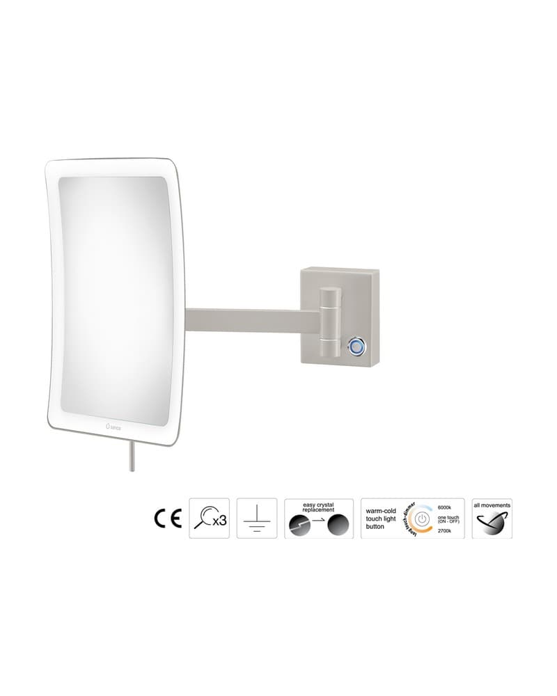 Μεγεθυντικός Καθρέπτης Επιτοίχιος LED (x3) Sanco LED Cosmetic mirrors MRLED-305-M104 Cement Gray Mat 18x24x27,5cm