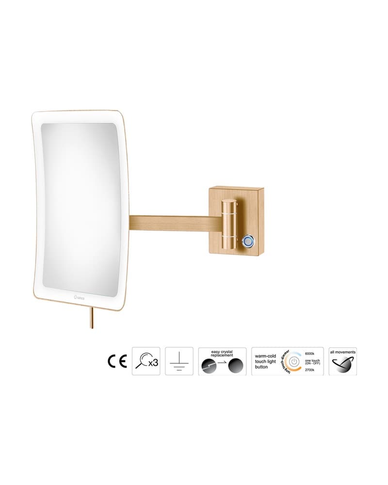 Μεγεθυντικός Καθρέπτης Επιτοίχιος LED (x3) Sanco LED Cosmetic mirrors MRLED-305-PVD-01BR PVD Warm Bronze Brushed 18x24x27,5cm