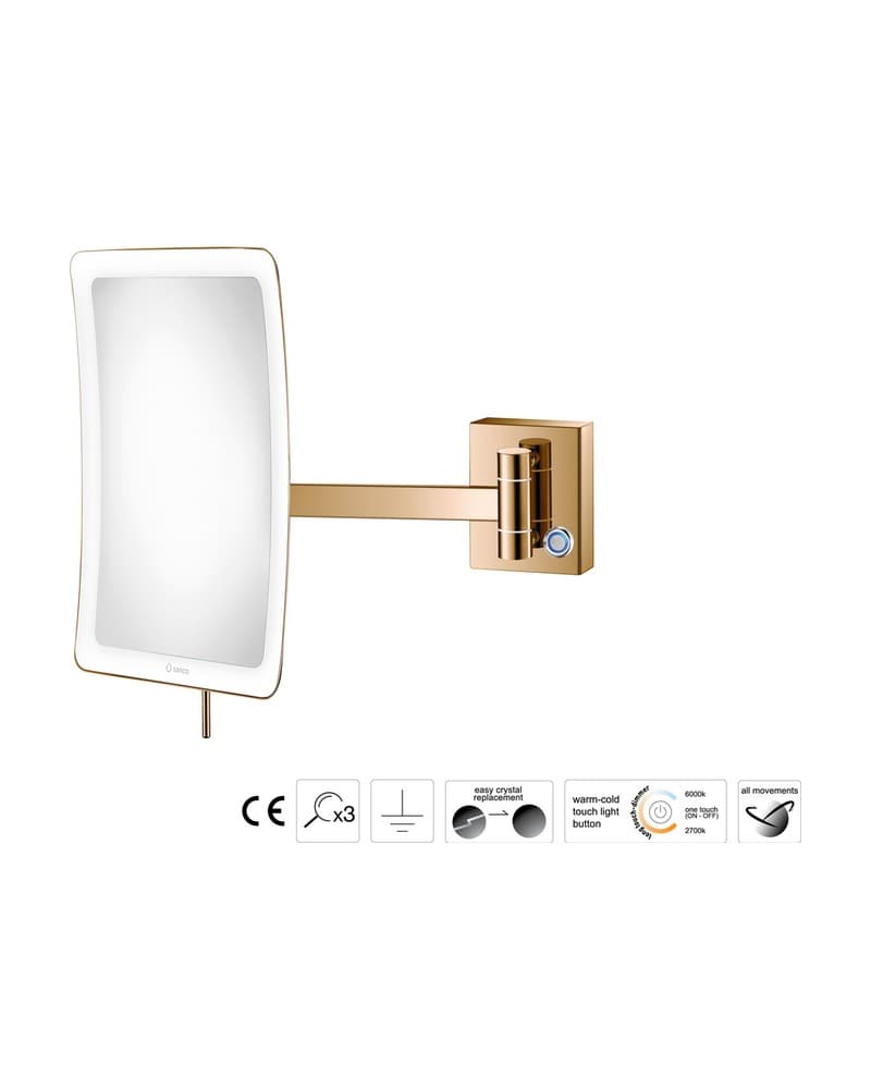 Μεγεθυντικός Καθρέπτης Επιτοίχιος LED (x3) Sanco LED Cosmetic mirrors MRLED-305-PVD-01PL PVD Warm Bronze Polished 18x24x27,5cm