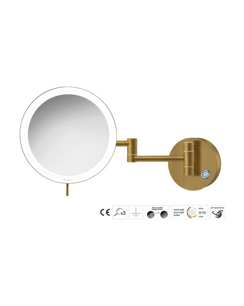 Μεγεθυντικός Καθρέπτης Επιτοίχιος LED (x3) Sanco LED Cosmetic mirrors MRLED-701-Μ25 Bronze Mat Φ20x34cm