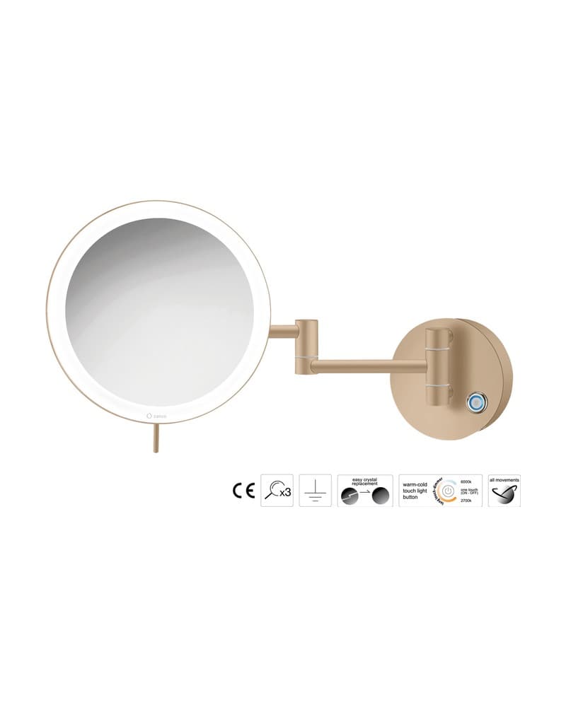 Μεγεθυντικός Καθρέπτης Επιτοίχιος LED (x3) Sanco LED Cosmetic mirrors MRLED-701-M103 Mocha Mat Φ20x34cm